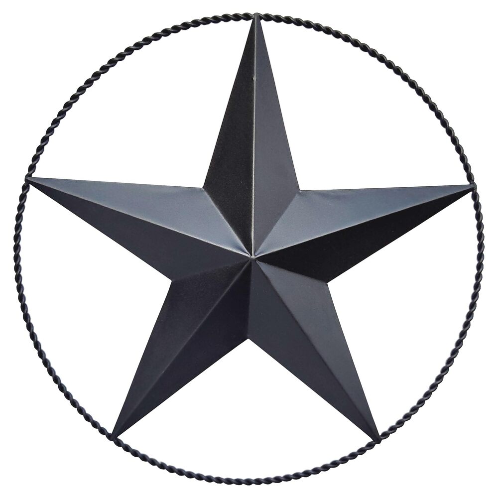 1590 12.4" Black Barn Star Wall Decor, Metal Stars for Outside or Inside